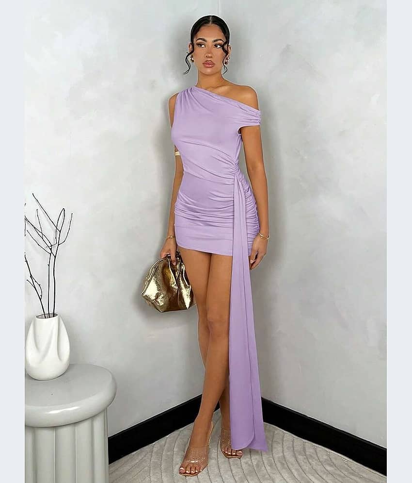 kotty Women Polyester Solid Bodycon Dress ( Purple )