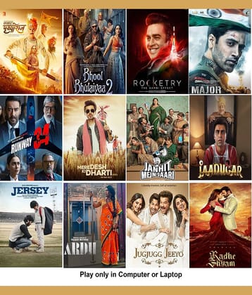 Samrat Prithviraj , Bhool Bhulaiyaa 2 , Rocketry , Major , Runway 34 , Mere Desh Ki Dharti , Janhit Mein Jaari , Jaadugar , Jersey , Ardh , Jugjugg Jeeyo , Radhe Shyam (12 Movies) in Hindi Play only in Computer or Laptop HD Print without poster