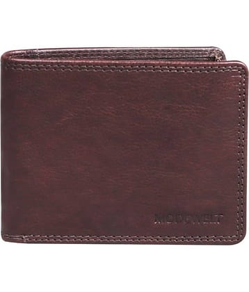 MODEWELT Brown Leather Men's Two Fold Wallet ( Pack of 1 )