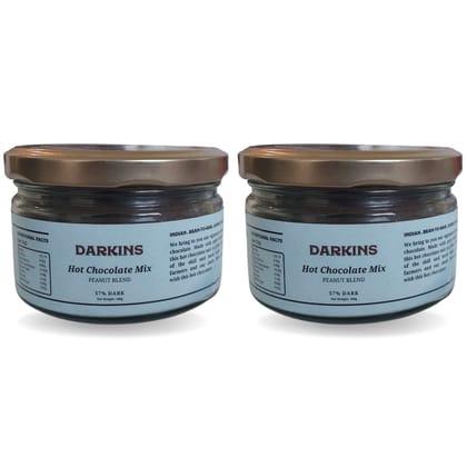 DARKINS 57% Hot Chocolate Mix Peanut Blend Spread | Vegan Chocolate | Gluten Free Chocolates | Unrefined Cane Sugar | Protein Rich, Flavourful & Traditional | 100g Each Pack of 2