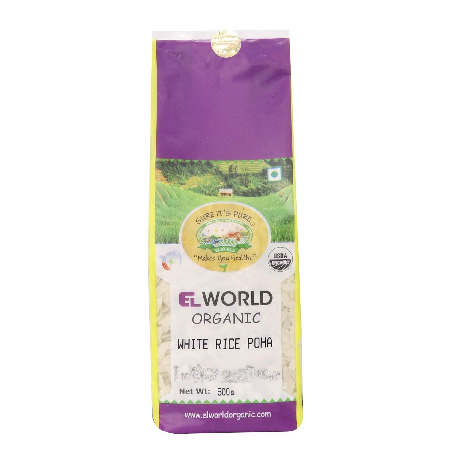Elworld Agro & Organic Food Products White Rice Poha 500g