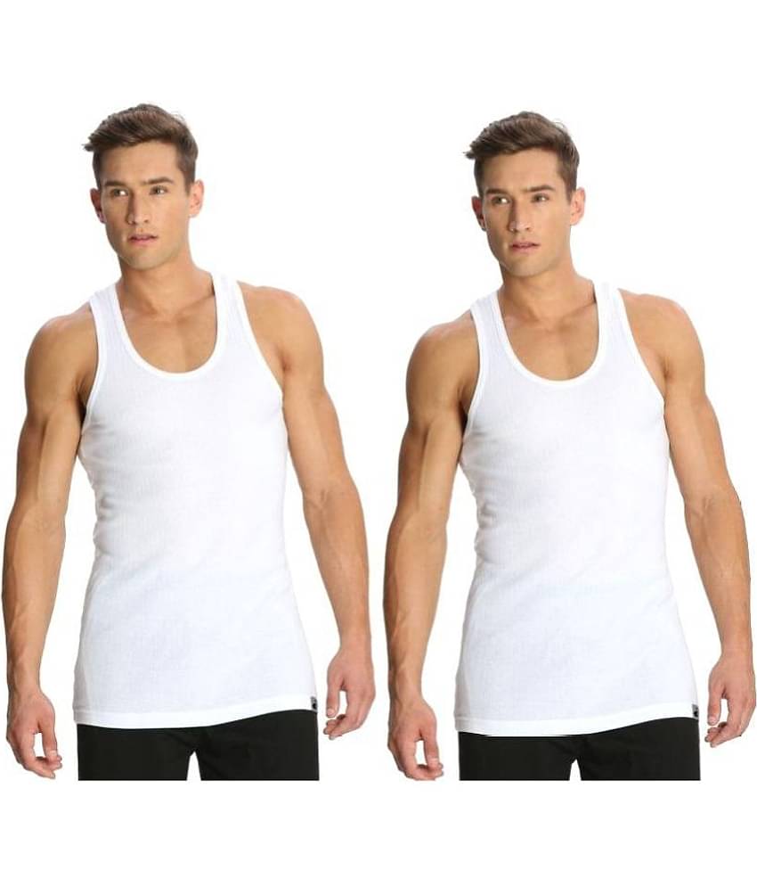 Jockey White Sleeveless Vests Pack of 2