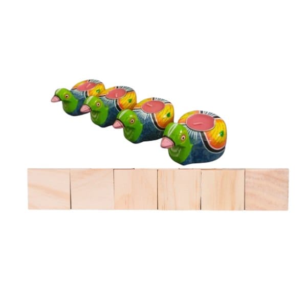 Wooden Hand painted Tealight Candle HolderBirds (Set of 2)