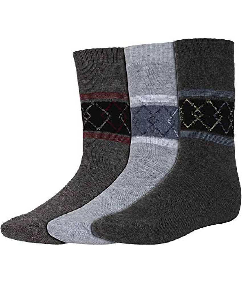 Creature - Woollen Men's Printed Multicolor Mid Length Socks ( Pack of 3 )