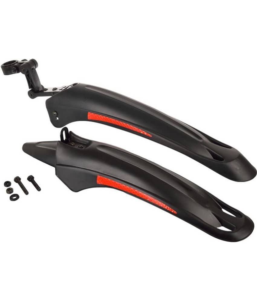 DarkHorse Bicycle High Quality Plastic Fly Fox Mudguard Fender with Reflective Tapes, Black