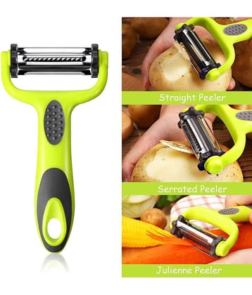 3 in 1 Multifunction Vegetable & Fruit Peeler Slicers with 3 Rotatable Stainless-Steel Blades