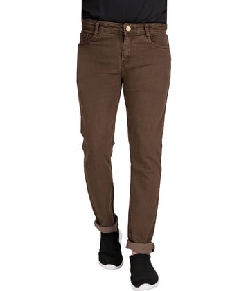 RAGZO Slim Fit Cuffed Hem Men's Jeans - Dark Brown ( Pack of 1 )