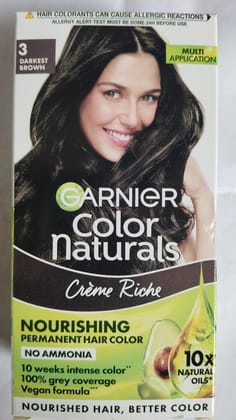 Garnier Color Naturals Creme riche Nourishing Permanent hair color No ammonia 3darkest brown 70ml+60g