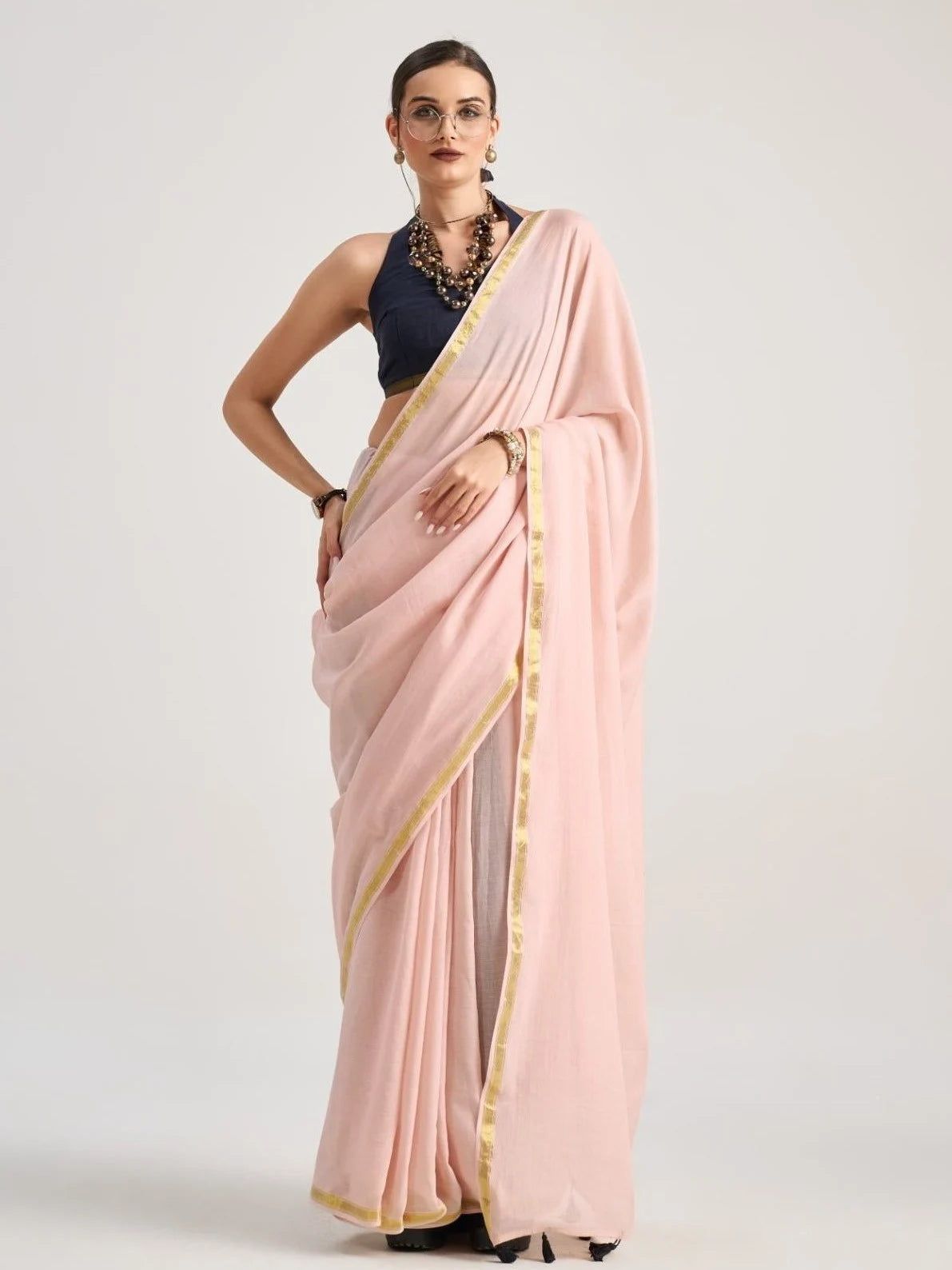 Skiny Mul Mul Cotton Saree With Blouse