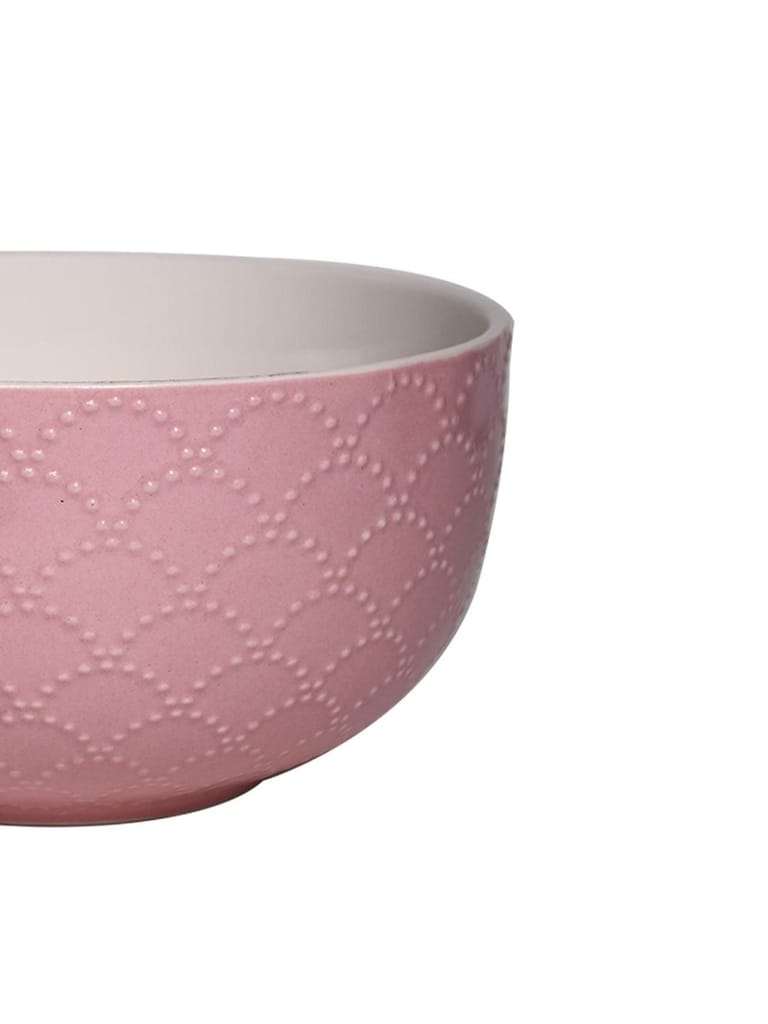 Pink Ceramic Bowl - 580Ml, Fish Scale