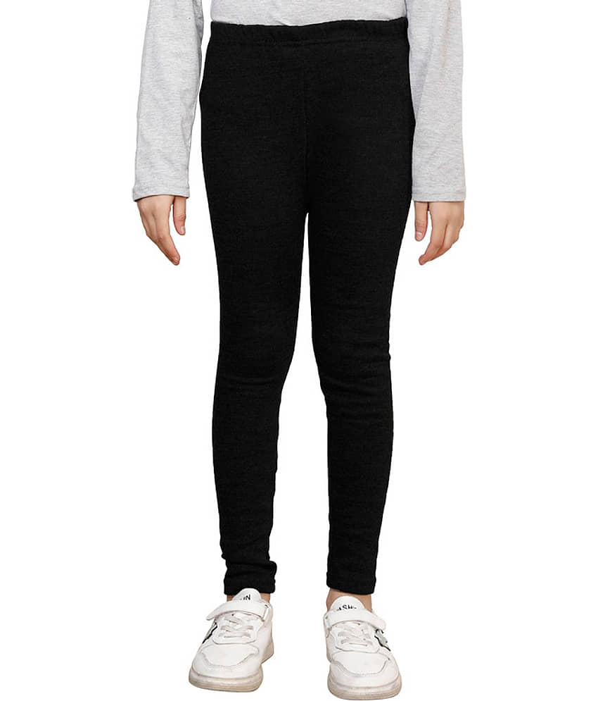 IndiWeaves Pack of 1 Girls Woollen Leggings ( Black )
