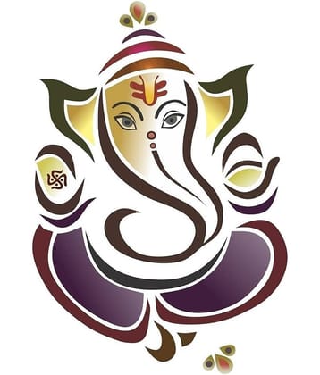 Asmi Collection Beautiful Floral Brown God Ganesha Wall Sticker ( 40 x 30 cms )