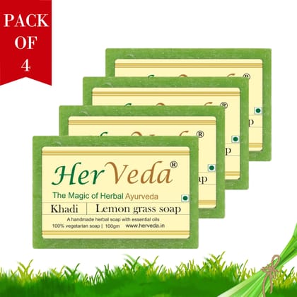 HerVeda Lemon Grass Handmade glycerine Soap Pack of 4