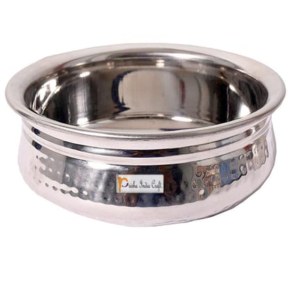 Stainless Steel Hammered Handi for Kitchen | 600ml | Silver Colour