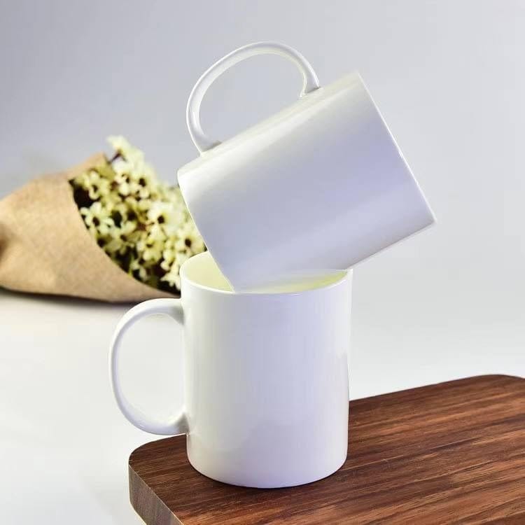 Off White Ceramic Coffee Cup, 300 ML, Set of 2 Ceramic Coffee Mugs with Large Handle for Man, Woman Classic Tea Mug for Cappuccino, Latte, Cocoa, Milk