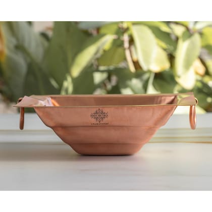 Indian Art Villa Pure Copper Hawan Kund With Handle On Both Side, For Yagya, Hawan & Poojan Purpose-2