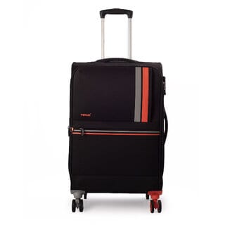 Timus Sportive Premium Medium Soft Sided Polyester 360 Degree Wheeling System LuggageTSA Lock 8 Wheels Medium Check-in