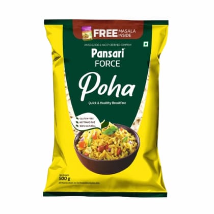 Pansari Force Poha/Chiwda with Free Masala 500G (500g (Pack of 1))