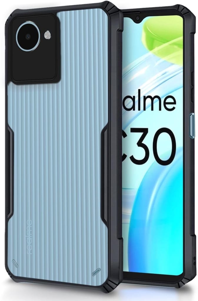 PLUGTECH Slim Shockproof Case | Matte Black Soft | Drop Protection | Precise Cutouts | Premium Mobile Cover for Realme C30, Realme Narzo 50i Prime