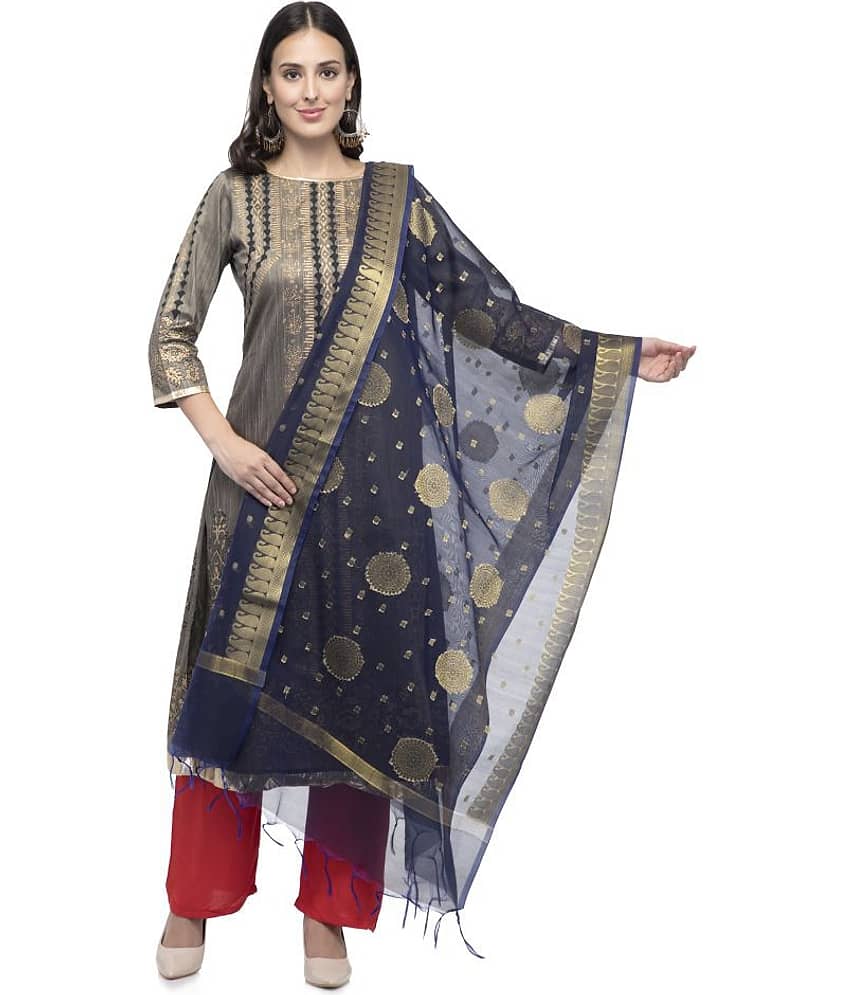 A R Silk Navy Silk Zari Work Dupatta