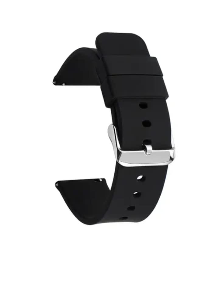 22mm Silicone Smart Watch Strap Compatible with Smartwatch Straps for Men & Women (Black)