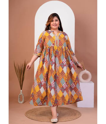 Avnii Cotton Printed Midi Women's Fit & Flare Dress - Multi Color ( Pack of 1 )