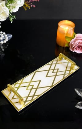 White & Gold Rhombus: Small Tray