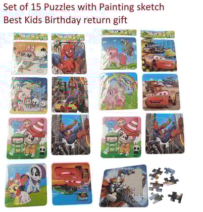Puzzle  with sketch to paint on back- 15 Sets