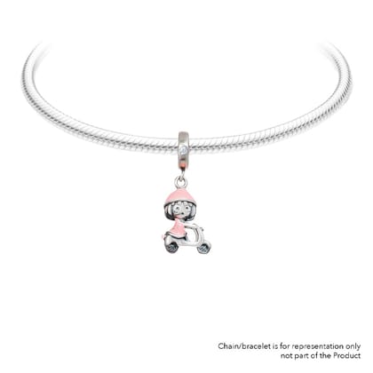 Girl on Scooty | 925 Silver charms for Bracelets / Chain-Free / Silver / Modern