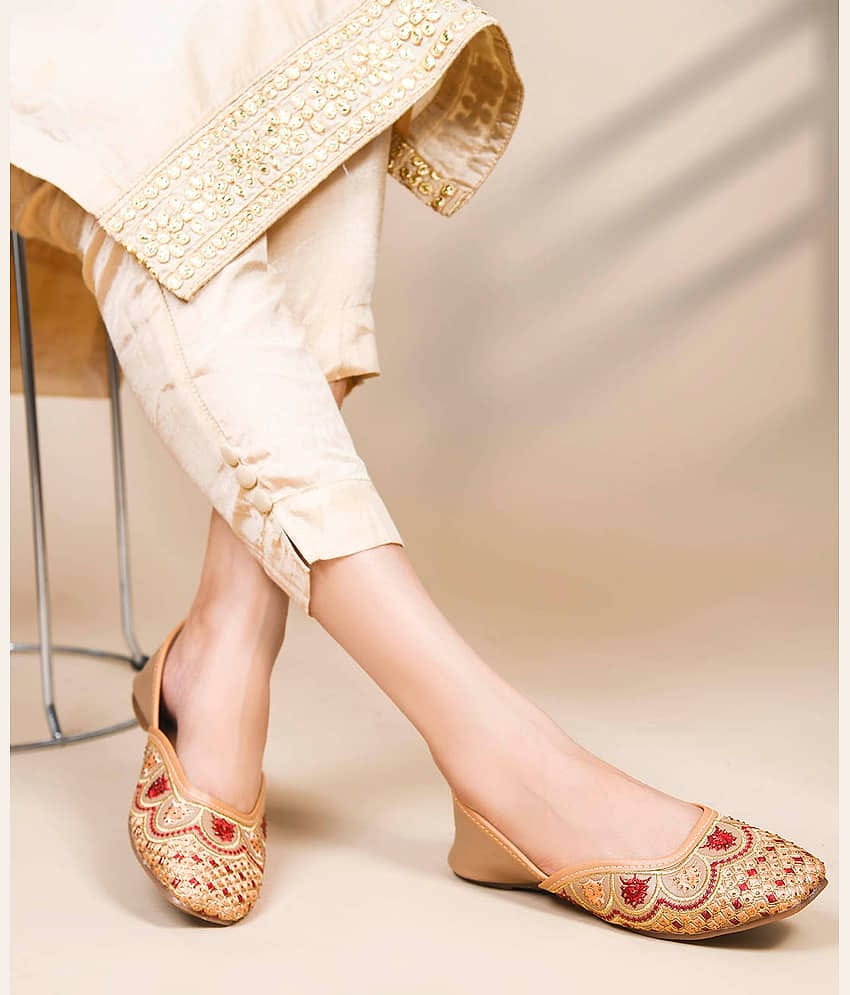 JM Looks Beige Women's Ethnic Ballerinas