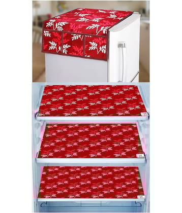 E-Retailer Set of 4 Polyester Maroon Fridge Top Cover