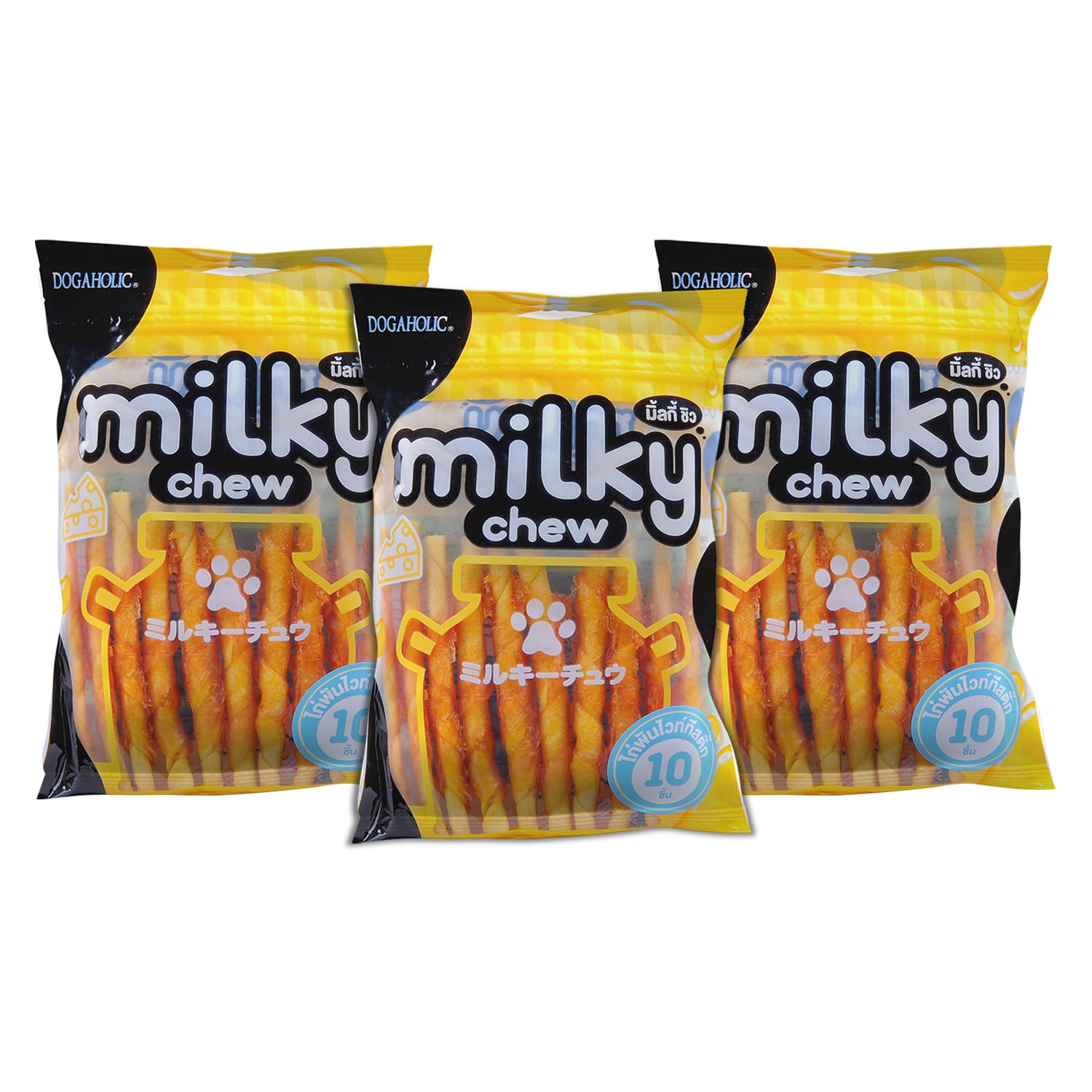 Milky Chew Stick Style Dog Treats | Premium Cheese and Chicken Flavored Snack | Strengthens Teeth and Bones | Highly Digestible, Nutritious Treats for Dogs of All Ages and Breeds | Pack of 3