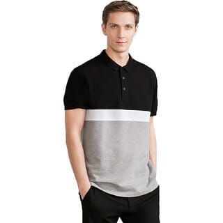 Leotude Men Black Color Block Cotton Blend Casual T-Shirt