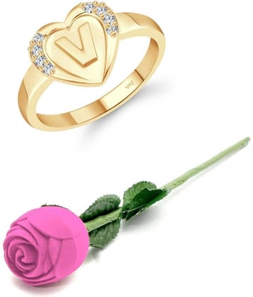 Valentine Initial '' V '' Letter in heart ring alphabet for women and Girls