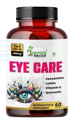 Humming Herbs EYECARE With ZEAXANTHIN, LUTEIN, ORGANIC VITAMIN C BLEND 7-in-1 Formula 400MG | Blend of Quercetin 10:1 Extract, Spinach Bilberry Rosemary Extracts, 60 Cap