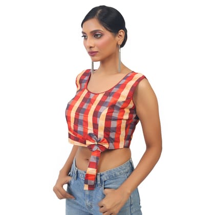 TheHangr Check Print Multicolour Silk Blouse -  34