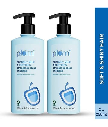Plum Coconut Milk & Peptides strength & shine shampoo | Smoothens strands | Pack of 2 (500 ml)