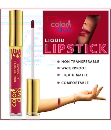 COLOR DIVA Non Transfer Matte Liquid Lipstick, Burgundy, 6ml