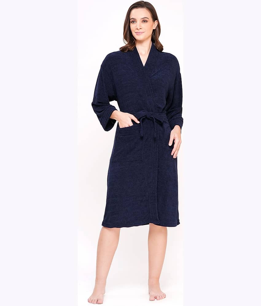 Poorak Blue Free Size Bathrobe ( Pack of 1 )