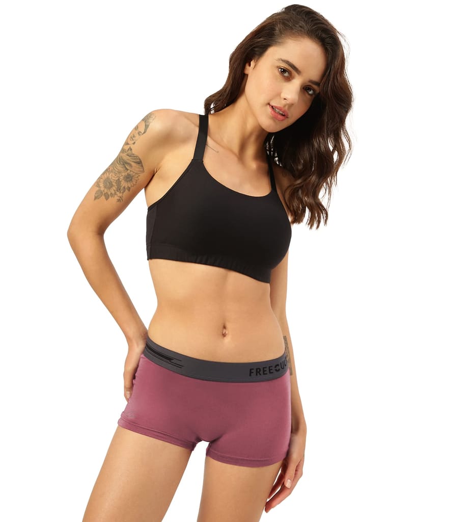 Freecultr Women's Underwear Antibacterial Micromodal Airsoft | Boy Short - Non-Itch, No Chafing, Sweat-Proof Comfort Pack of 1-Rossini Red