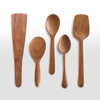 Kichera Neem Wood Compact Ladle, Spatula & Dosa Flipper – Handmade Kitchen Tools Set for Roti/Chapati | Natural Polish | Non-Toxic & Non-Stick (Set of 3)