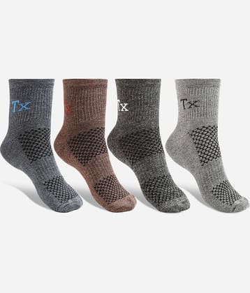 Texlon Woollen Men's Printed Multicolor Ankle Length Socks ( Pack of 4 )