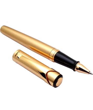 Srpc 166 Seltos Full Satin Gold Metal Body Roller Ball Pen Blue Refill