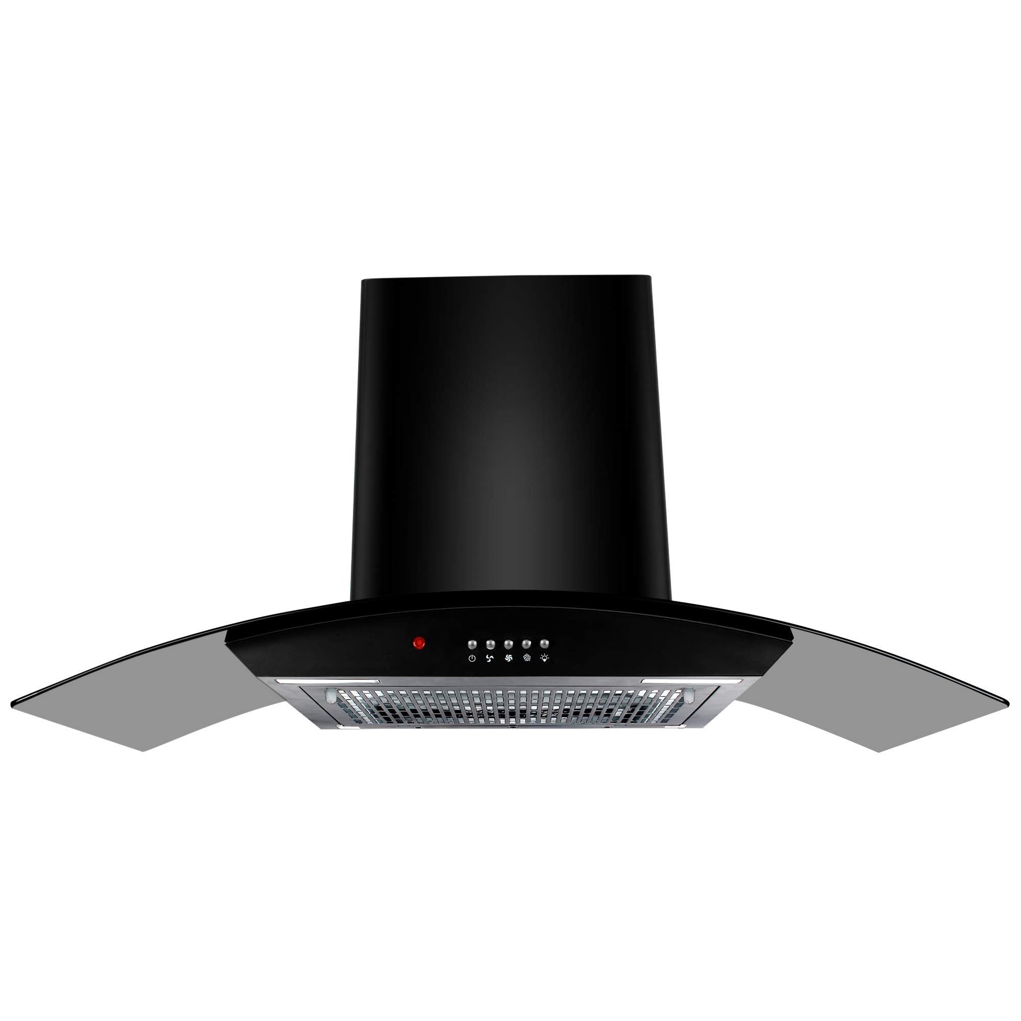 Faber 90 cm 1100 m/hr Auto-Clean curved glass Kitchen Chimney (HOOD ACE PRO HC PB BK 90, Filterless technology, Push Button, Black) Faber 90 cm 1100 m/hr Auto-Clean curved glass Kitchen Chimney (HOOD ACE PRO HC PB BK 90, Filterless technology, Push Butto