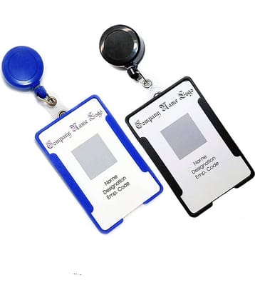 Dey 'S Stationery Store  Combo Pack of ID Card Holder with Retractable Reel YOYO (Made in India) (Blue Black)