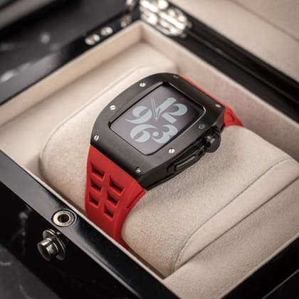 44MM Sport Edition Luxury iWatch Case: Black-Red