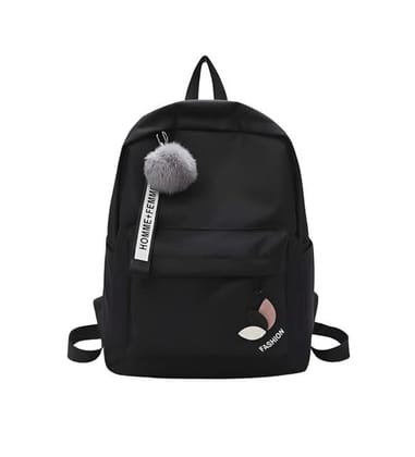 DARSHANS Unisex PU Leather Solid Medium Zipper Backpack (Black)-PID65114