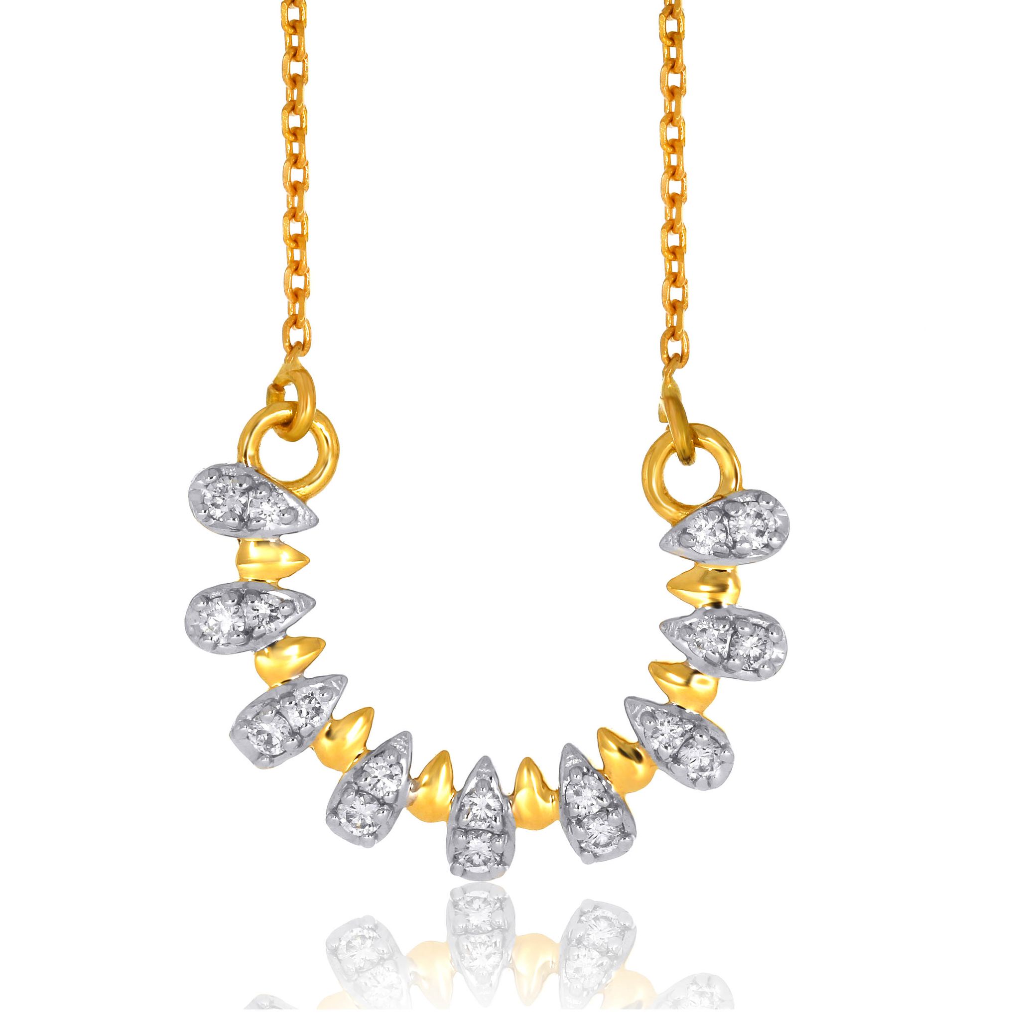 Senco Gold Aqua Drop Diamond Double Loop Chain Pendant (2.8 gram / 0.18 Ct / GH-VVS-VS / 18K Yellow Gold)