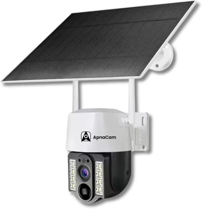 ApnaCam 4G Sim Solar PTZ 350° Waterproof| Color Night Vision| Live View| SD Card Recording| Two-Way Audio| Outdoor Security Camera