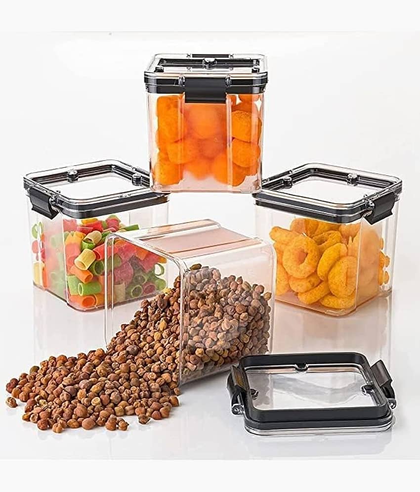 SMARTHOMEMART Airtight Container PET Transparent Food Container ( Set of 4 )